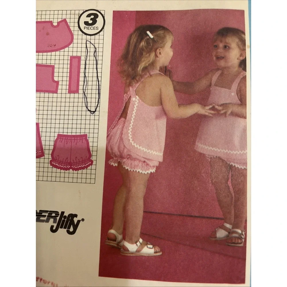 Vintage 80s Simplicity 9501 Toddler Girls Sundress Bloomers Pattern Size 2 Cut